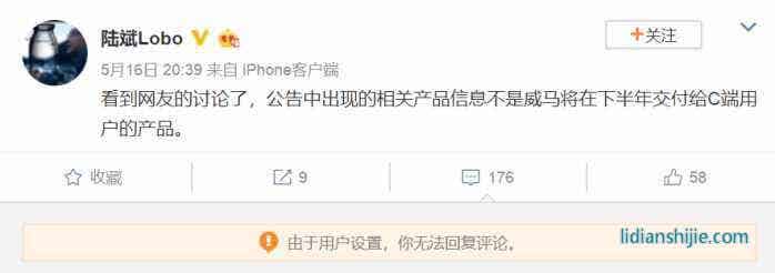 威馬汽車聯(lián)合創(chuàng)始人陸斌微博